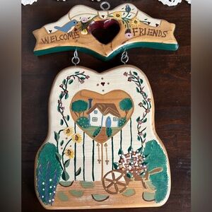 Vintage “Welcome Friends” Hand-Painted Home Wall Decor